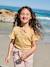 Girl's fancy bow t-shirt striped blue+yellow 