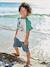 Boy's short-sleeved t-shirt emerald green+ocean blue 