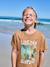 Boy's short-sleeved t-shirt pecan nut+sky blue 