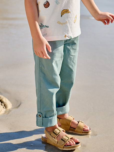 Turn-up trouser for boys emerald green 