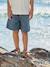 Elasticated bermuda shorts for boys denim blue+fir green+pastel yellow 