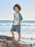 Elasticated bermuda shorts for boys denim blue+fir green+pastel yellow 
