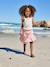 Girl's tank top with frilled straps ecru+sage green 