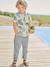 Boys' cotton muslin trousers with adjustable waist emerald green 