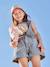 Girls' patterned denim shorts grey+light blue 