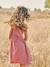 Girl's sleeveless dress khaki+old rose 