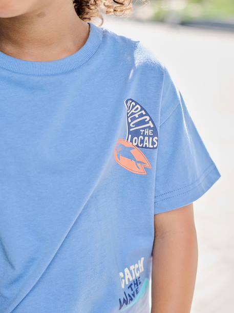 Boy's short-sleeved printed t-shirt medium blue 