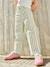 Girl's striped trousers sage green 