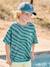 Boys' short-sleeved zebra t-shirt petrol blue 