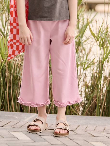 Wide-Leg, Lyocell Bermuda Shorts for Girls khaki+lilac 