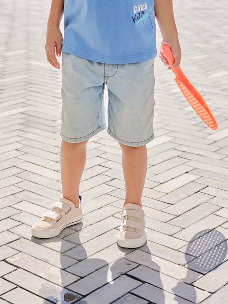 Easy-to-Slip-On Denim Bermuda Shorts for Boys denim grey+double stone+printed blue+stone+striped blue 