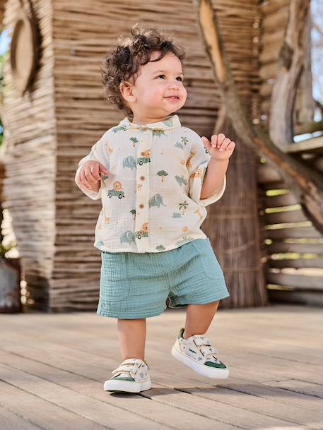 Boy's shirt and short set emerald green 