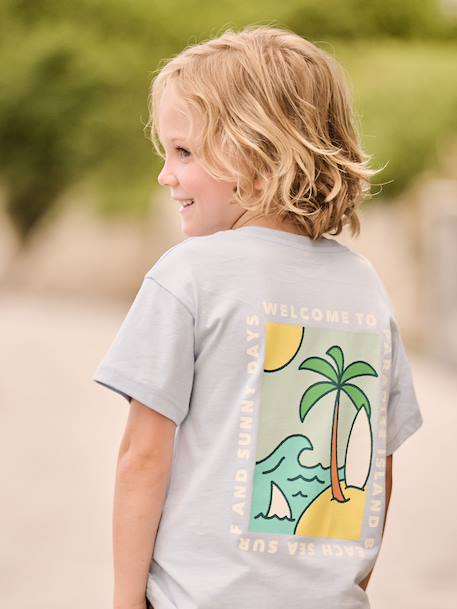T-shirt with motif on front and back for boys dusky pink+ocean blue+sky blue+white 