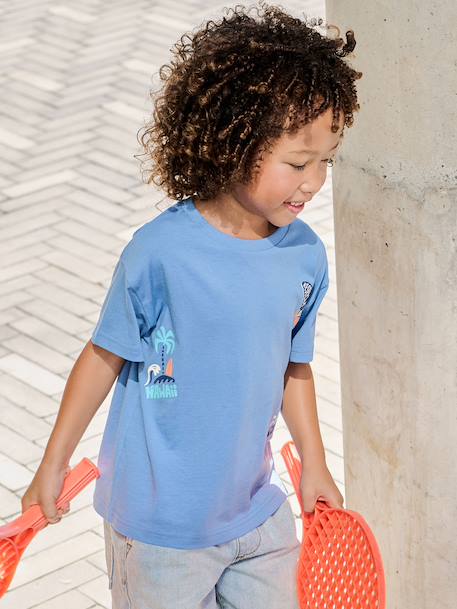 Boy's short-sleeved printed t-shirt medium blue 