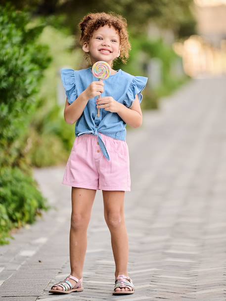 Colourful Shorts, Easy to Put On, for Girls aqua green+coral+mauve 