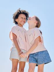 Girls-Girls' patterned denim shorts