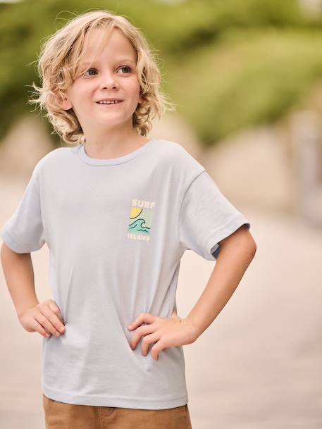 T-shirt with motif on front and back for boys dusky pink+ocean blue+sky blue+white 