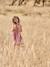 Girl's sleeveless dress khaki+old rose 