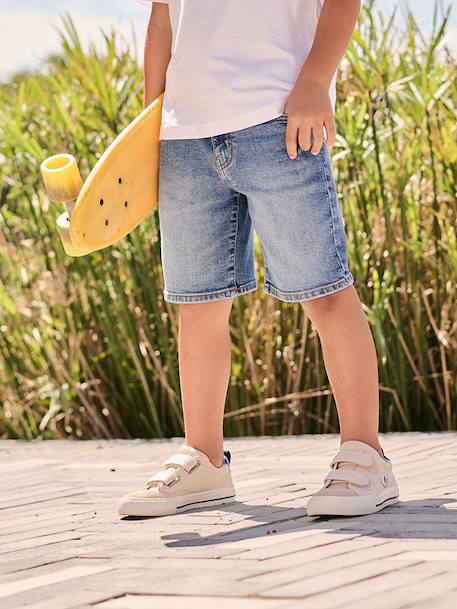 Boy's adjustable waist denim bermuda shorts double stone+stone 