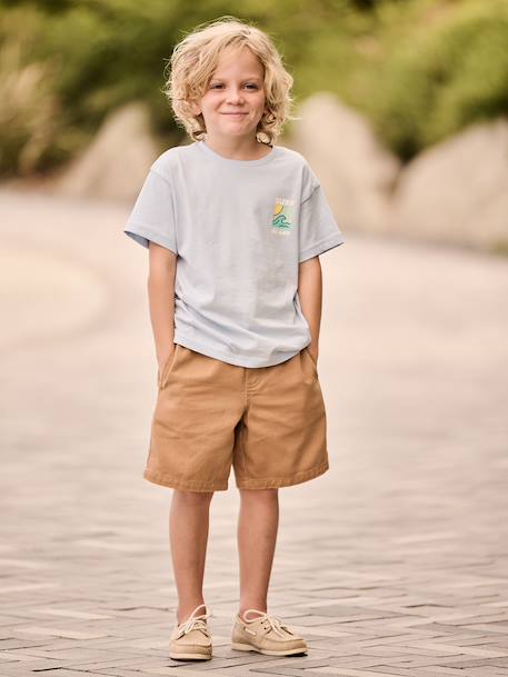 T-shirt with motif on front and back for boys dusky pink+ocean blue+sky blue+white 