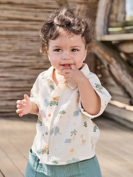 Boy's shirt and short set emerald green 