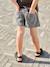 Girls' patterned denim shorts grey+light blue 