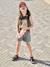 Girls' patterned denim shorts grey+light blue 