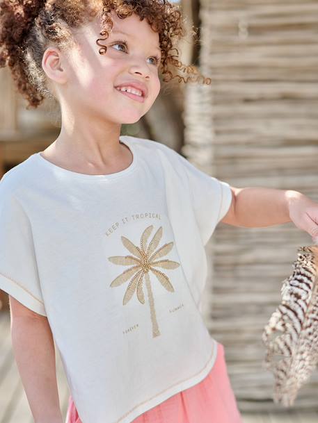 Girl's short-sleeved t-shirt ecru 