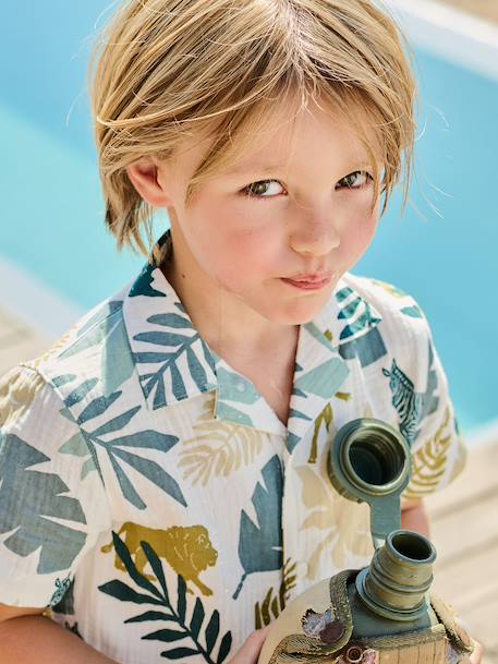 Short-sleeved shirt for boys printed white 