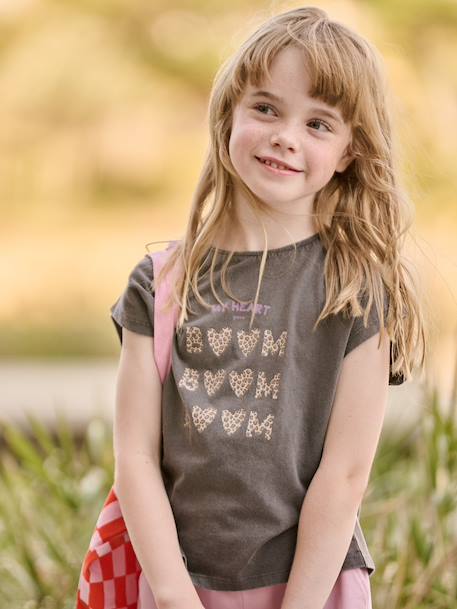 Short-sleeved t-shirt anthracite+ecru+rose 