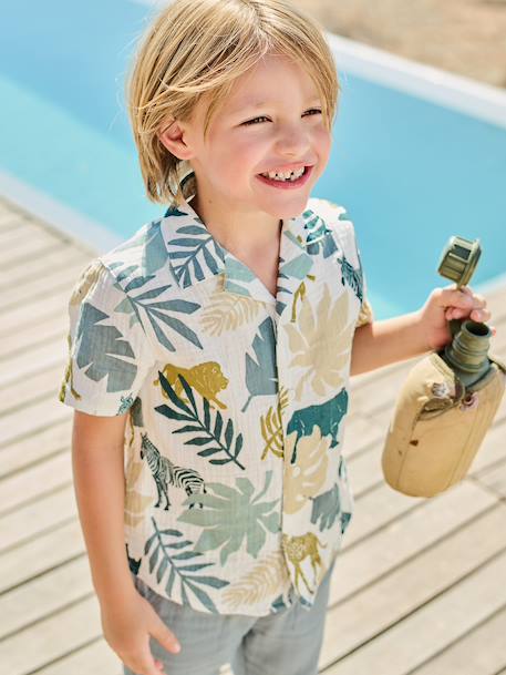 Short-sleeved shirt for boys printed white 