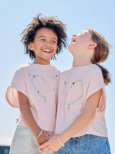 Pack of 2 T-shirts and best friends bracelets lilac 