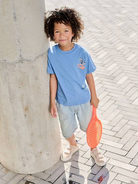 Boy's short-sleeved printed t-shirt medium blue 