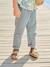 Boys' cotton muslin trousers with adjustable waist emerald green 