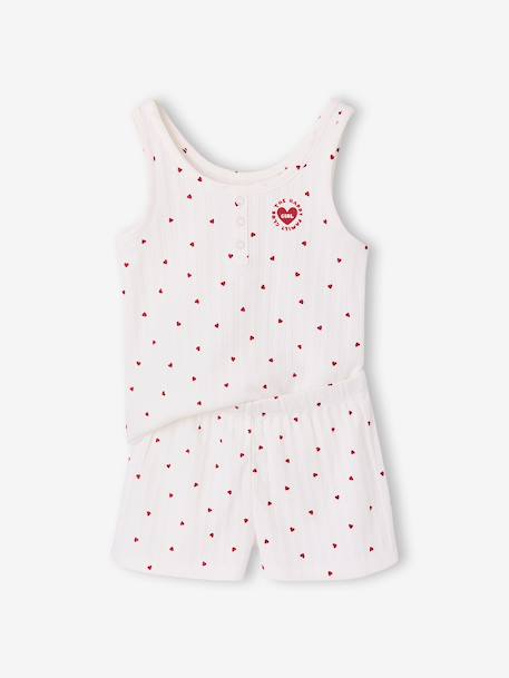 Girl's cotton pyjama short set with cami top ecru 