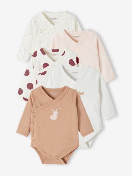 Pack of 5 Long Sleeve Bodysuits for Newborn Babies rosy 
