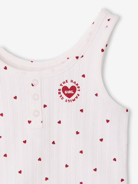 Girl's cotton pyjama short set with cami top ecru 