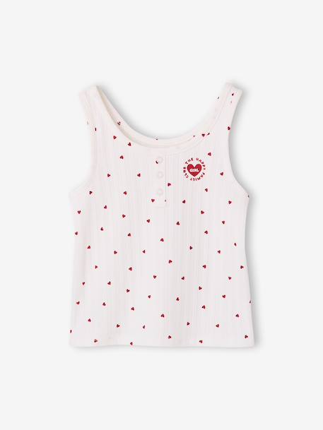 Girl's cotton pyjama short set with cami top ecru 