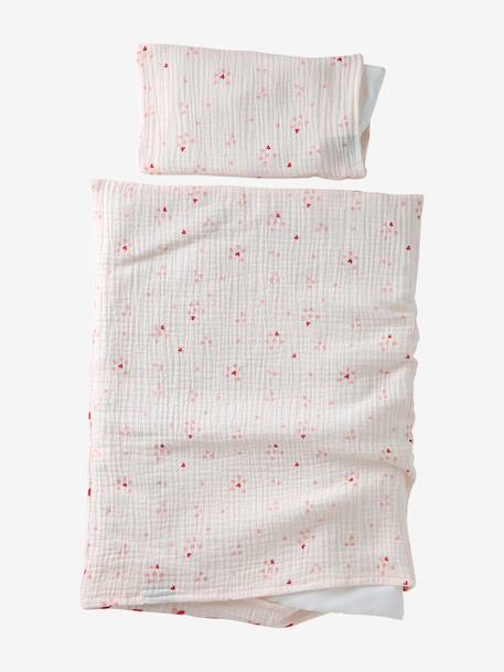 Blanket + Pillow for Dolls, in Cotton Gauze beige+caramel+printed pink+rose+White+yellow 