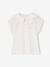 Girls' fancy embroidered collar T-shirt coral+ecru 