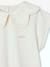 Girls' fancy embroidered collar T-shirt coral+ecru 