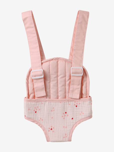 Baby Carrier For Dolls, in Cotton Gauze black+printed pink+rose+yellow 