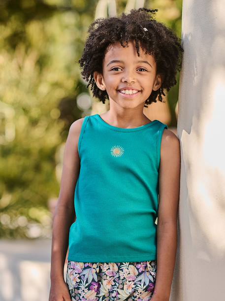 Ribbed Knit Tank Top for Girls emerald green 