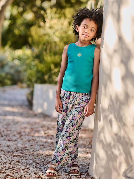 Floral Print Trousers green+vanilla 