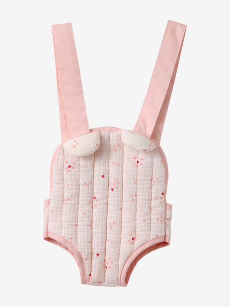 Baby Carrier For Dolls, in Cotton Gauze black+printed pink+rose+yellow 