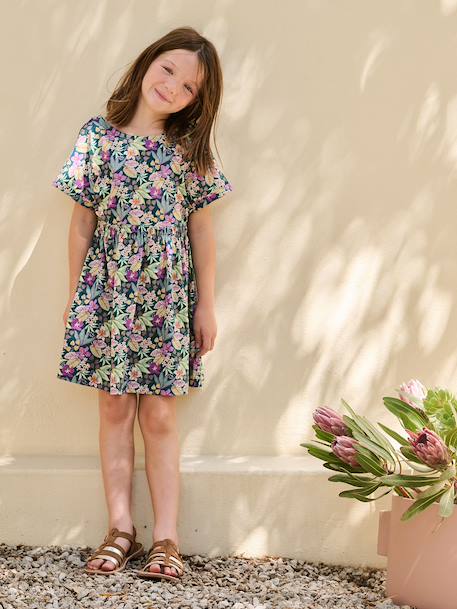 Floral Print Dress for Girls green 