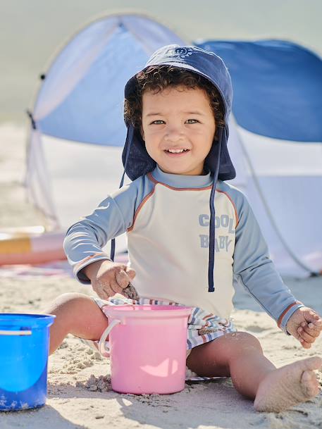 Bucket Hat with Detachable Neck Warmer, for Babies indigo 