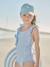 Striped Swimsuit for Girls sky blue 