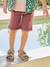 Boy's 5-pocket bermuda shorts clay beige+emerald green+grey blue+terracotta 