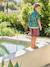 Boy's 5-pocket bermuda shorts clay beige+emerald green+grey blue+terracotta 